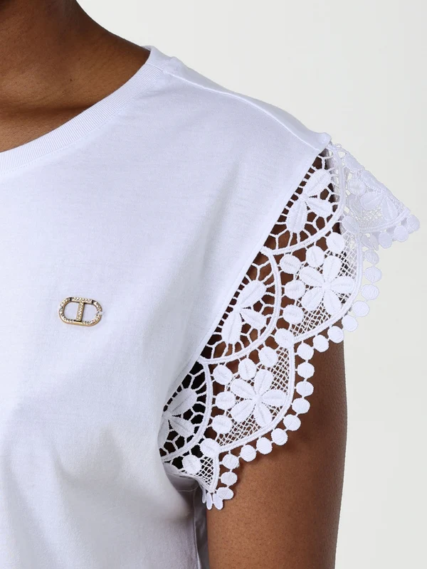 Twin Set White Short Sleeve T-Shirt - Image 3