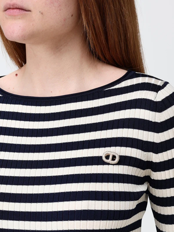 Twin Set White Black Long Sleeve Top - Image 3