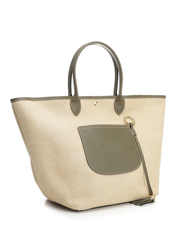Longchamp Beige Green Tote Bags - Image 2