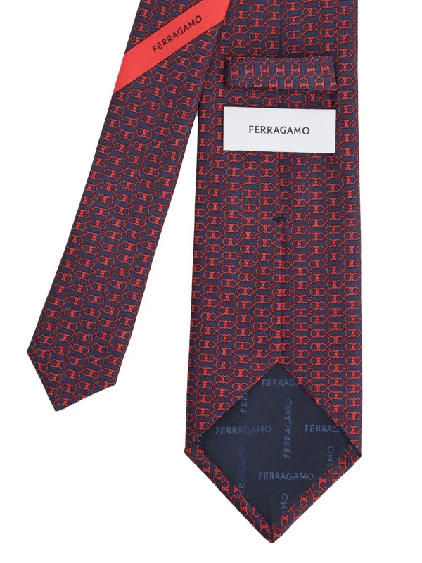 Ferragamo Blue Red Neck Ties - Image 2