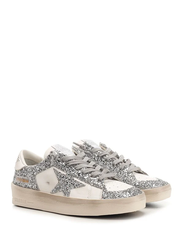 Golden Goose Silver White Low Top Sneakers - Image 2