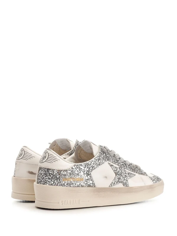 Golden Goose Silver White Low Top Sneakers - Image 3