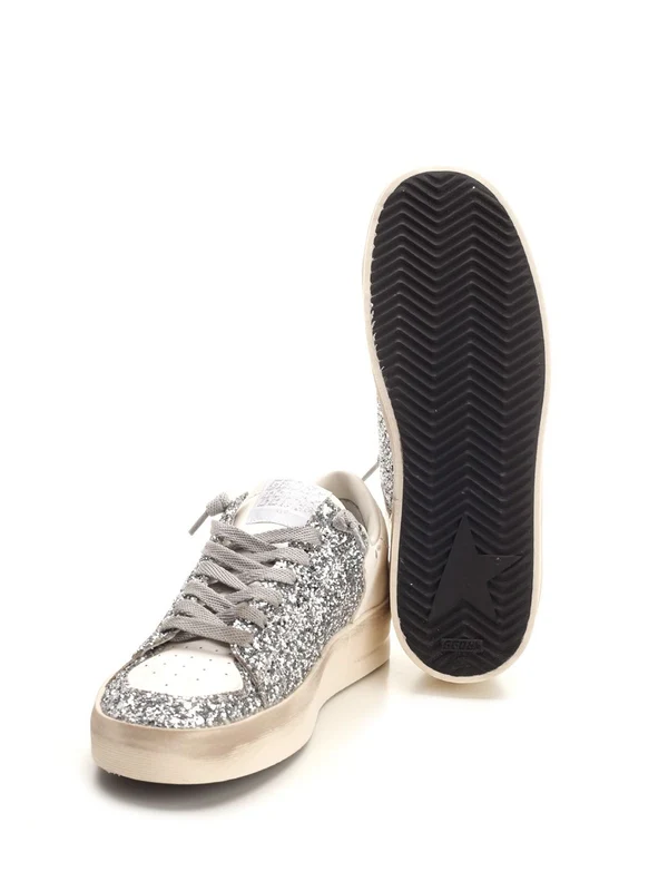 Golden Goose Silver White Low Top Sneakers - Image 5