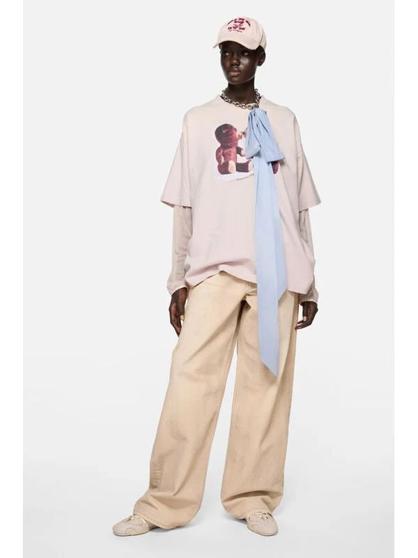 Acne Studios Layered Print Pink Long-Sleeve Top - Image 2