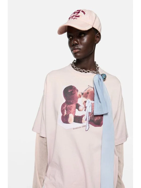 Acne Studios Layered Print Pink Long-Sleeve Top - Image 4