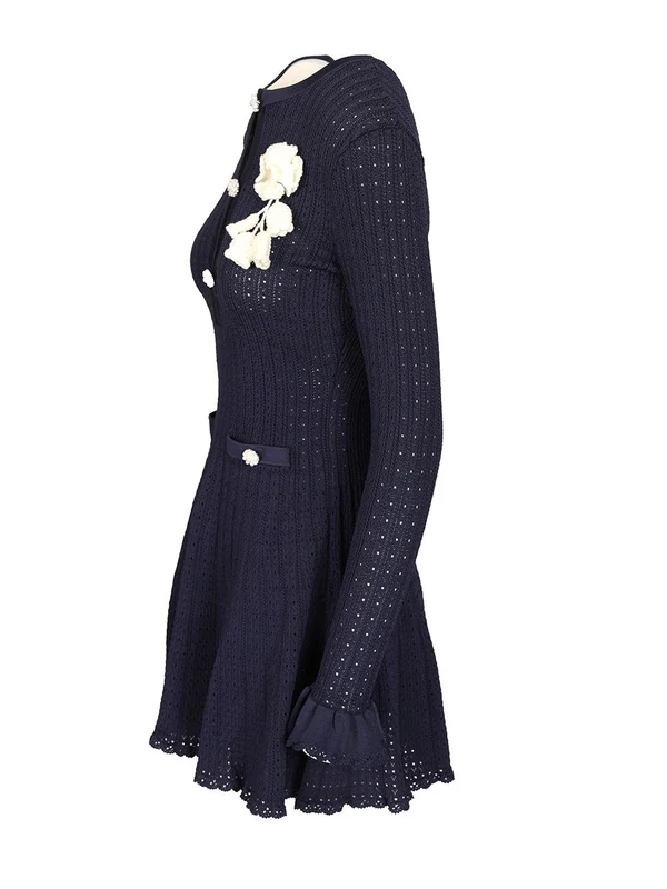 Self-Portrait Navy Mini Dress - Image 3