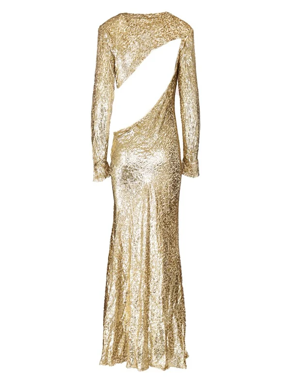 Self-Portrait Gold Long Dress - Image 2