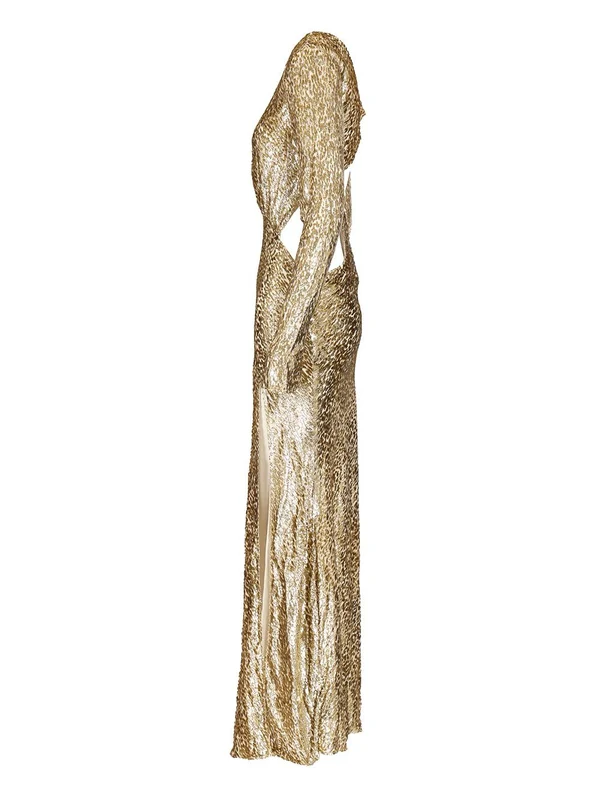 Self-Portrait Gold Long Dress - Image 3