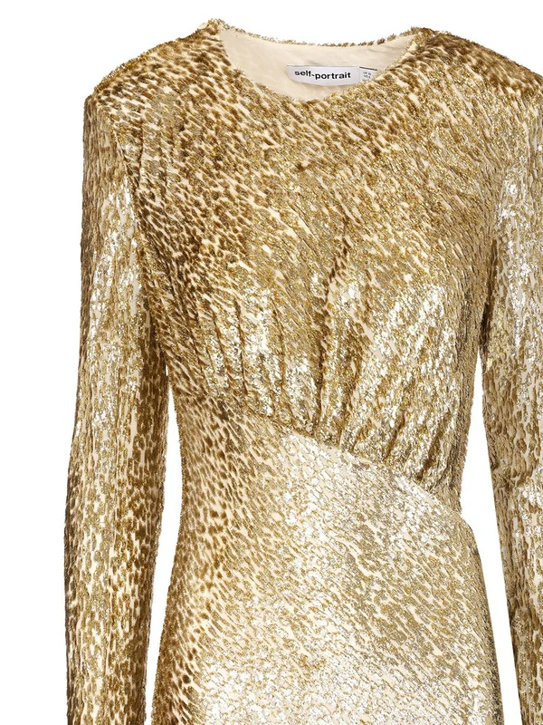 Self-Portrait Gold Long Dress - Image 4