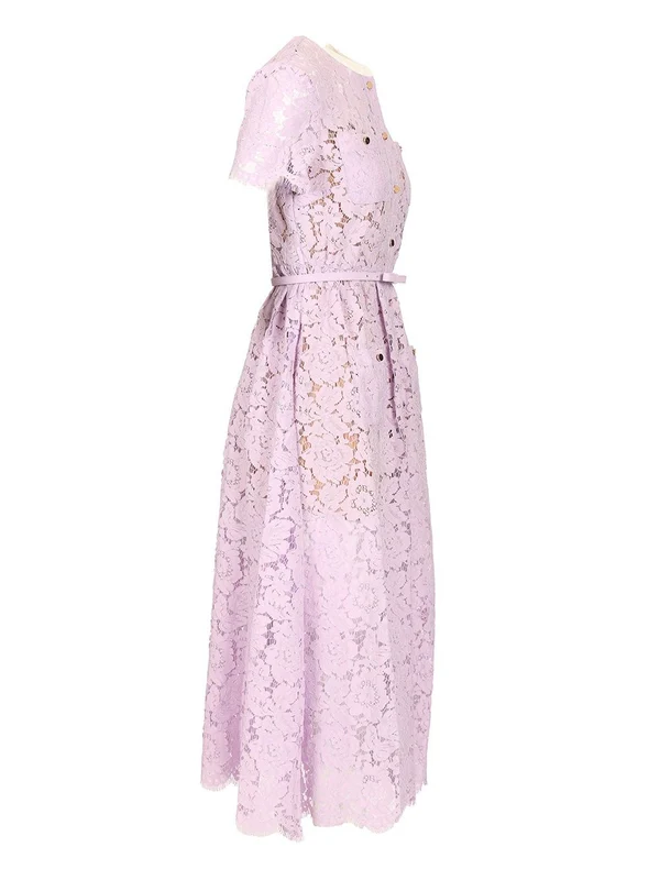 Self-Portrait Purple Midi Dress - Image 3