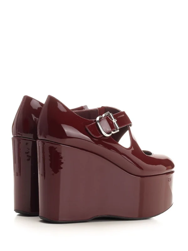 Alaia Burgundy Wedge Sandals - Image 3