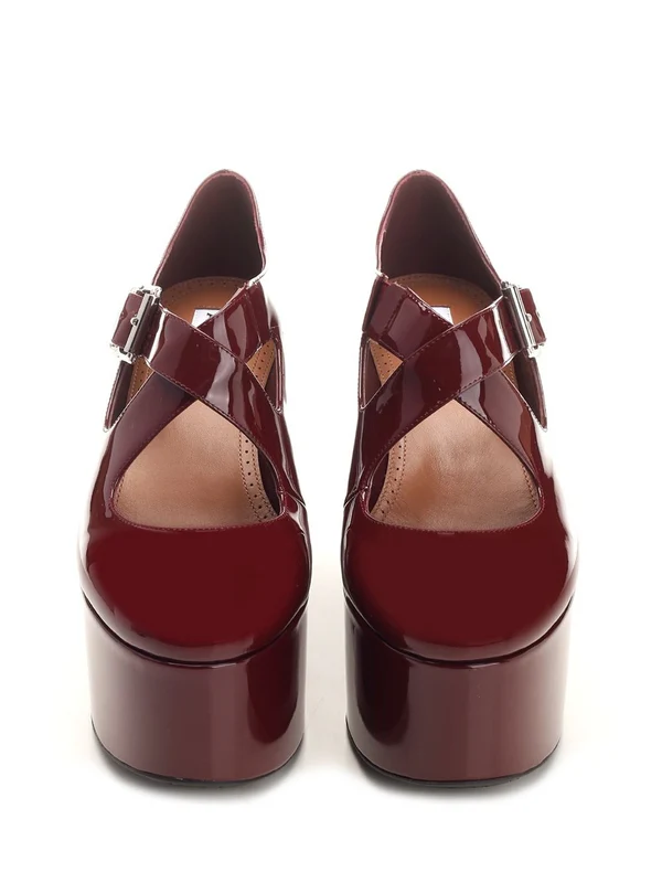 Alaia Burgundy Wedge Sandals - Image 5
