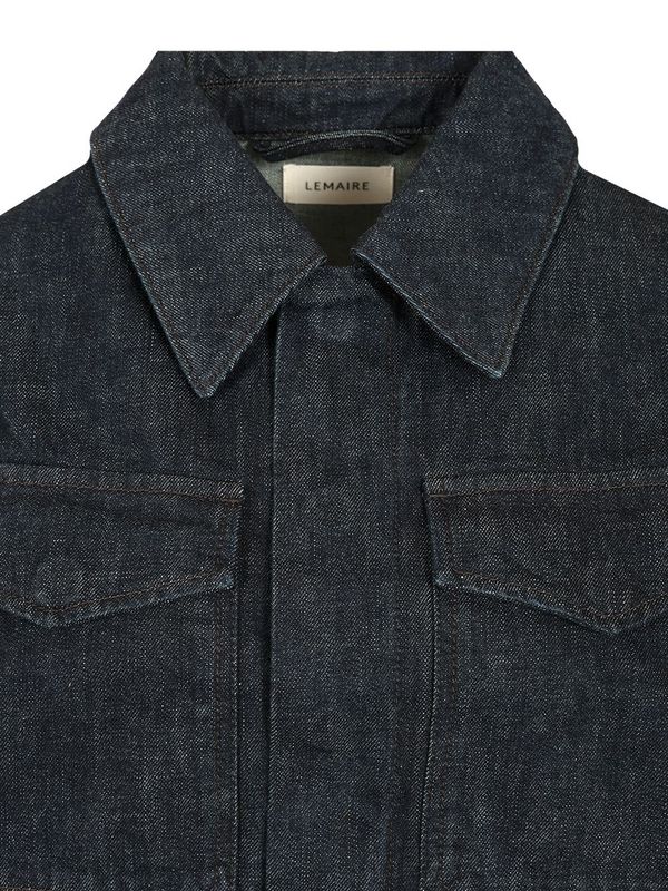 Lemaire Two Pocket Cropped Blue Denim Jacket - Image 3