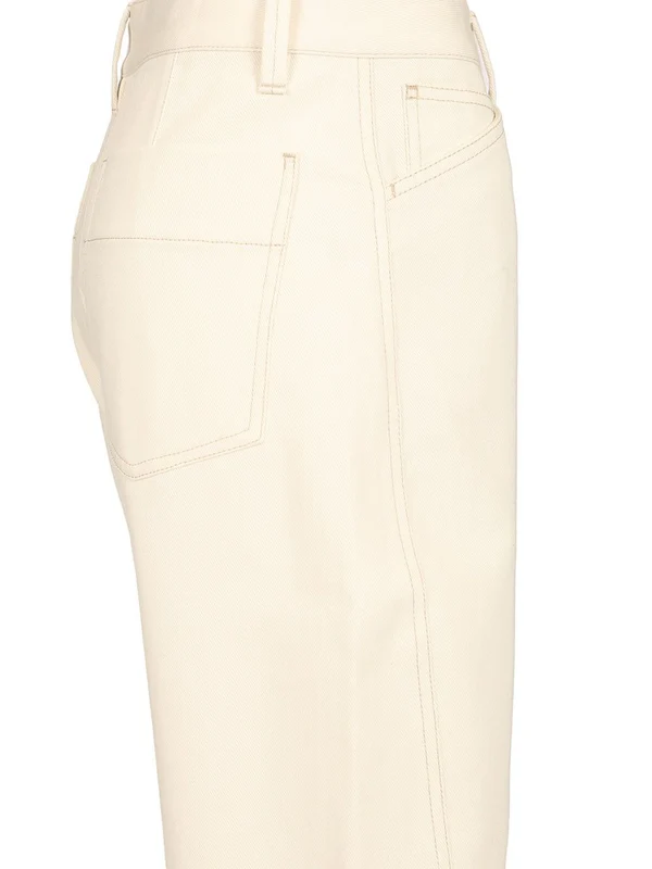 Lemaire Curved Leg Beige White Denim Pants - Image 4