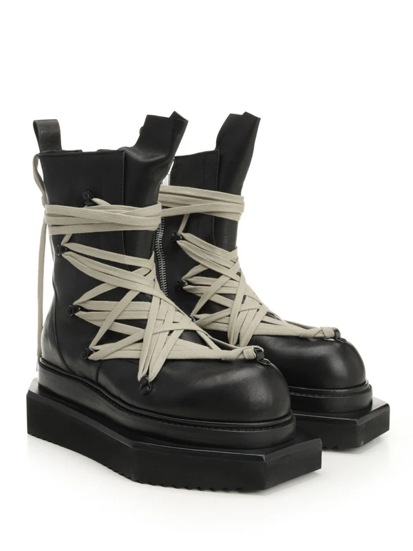 Rick Owens TURBO CYCLOPS  Black Lace-Up Boots - Image 2