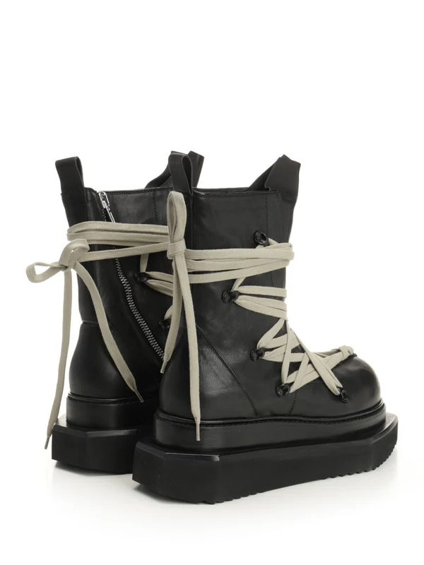 Rick Owens TURBO CYCLOPS  Black Lace-Up Boots - Image 3
