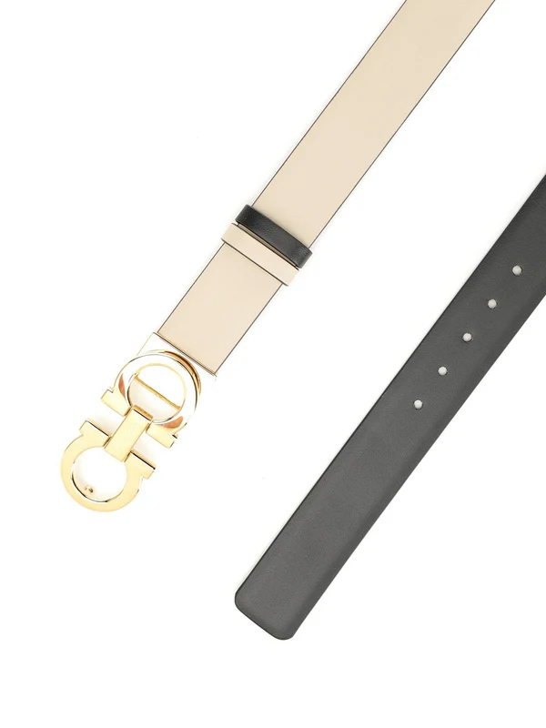 Ferragamo Beige Grey Leather Belts - Image 2