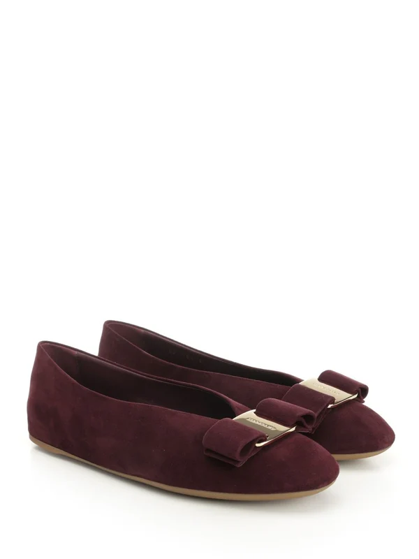 Ferragamo Burgundy Flat Shoes - Image 2