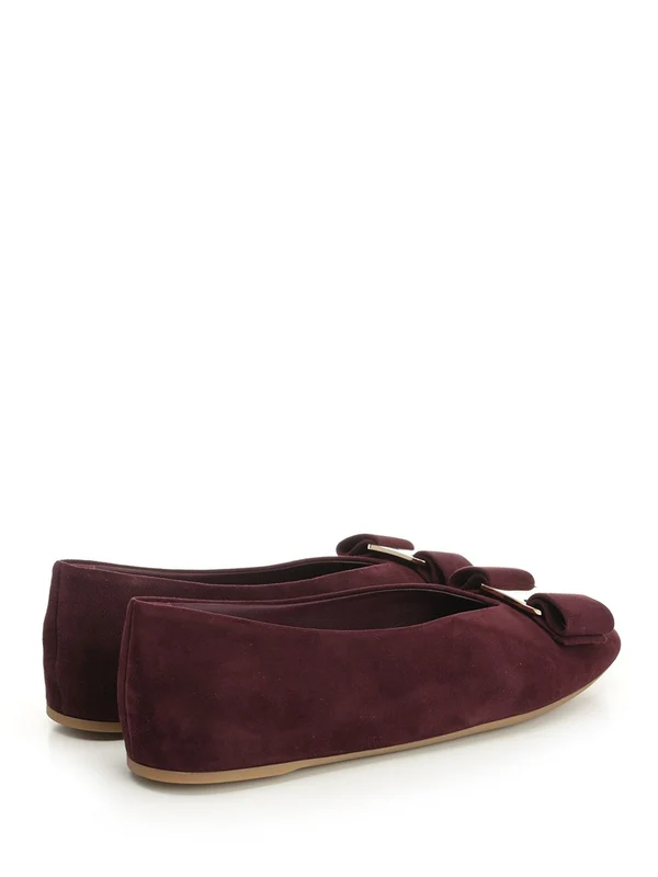 Ferragamo Burgundy Flat Shoes - Image 3