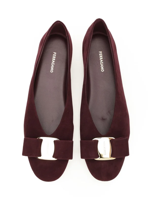 Ferragamo Burgundy Flat Shoes - Image 5