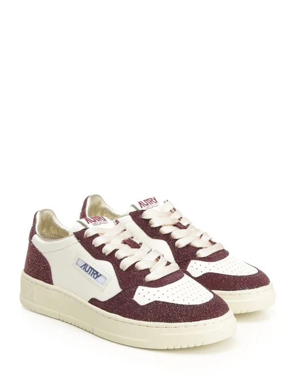Autry Burgundy White Low Top Sneakers - Image 2