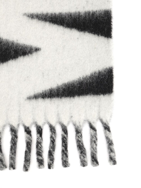 Isabel Marant White Black Wool Mufflers - Image 2
