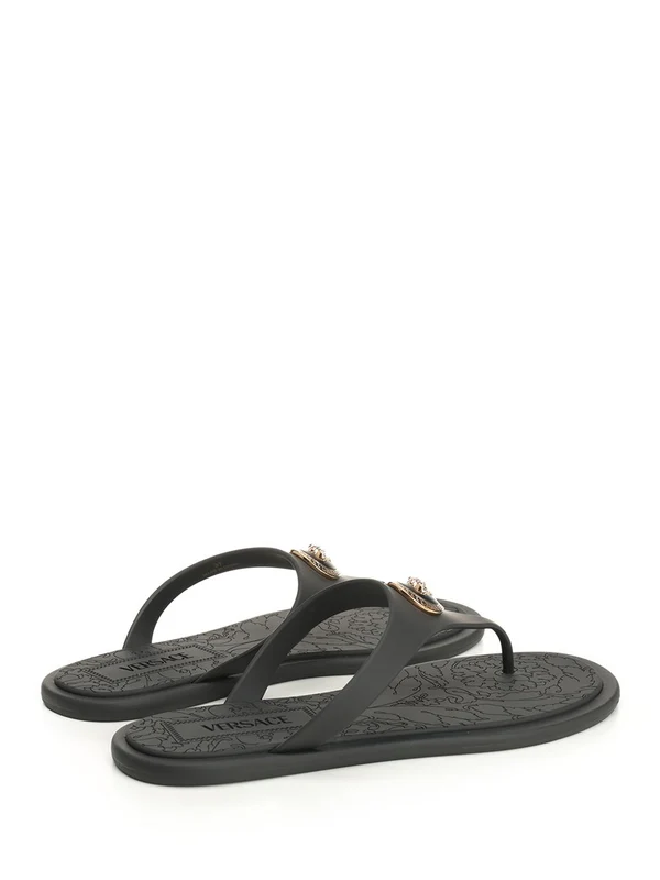 Versace Black Flip Flops - Image 3