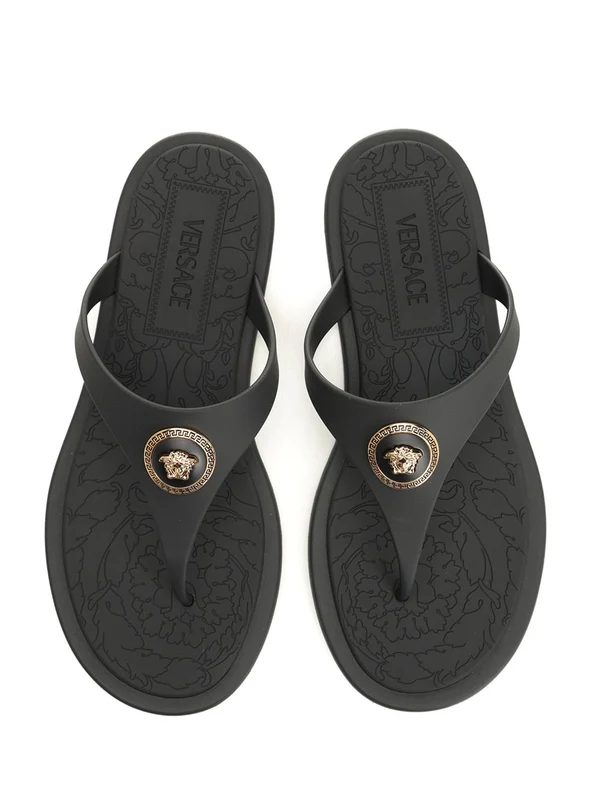 Versace Black Flip Flops - Image 5