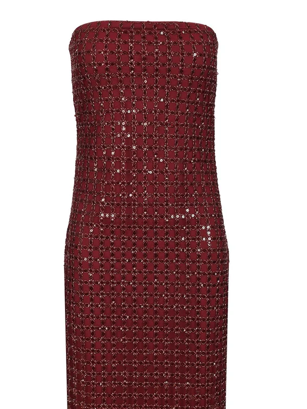 Rotate Burgundy Midi Dress - Image 4