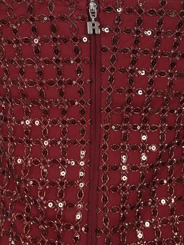 Rotate Burgundy Midi Dress - Image 5