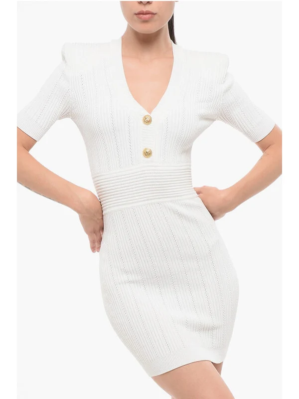 Balmain White Mini Dress - Image 4