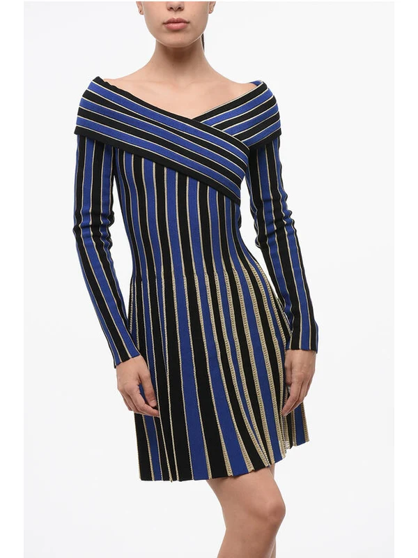 Balmain Blue Mini Dress - Image 4