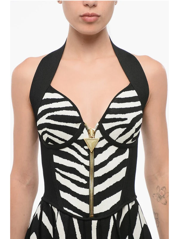 Balmain Black White Mini Dress - Image 3