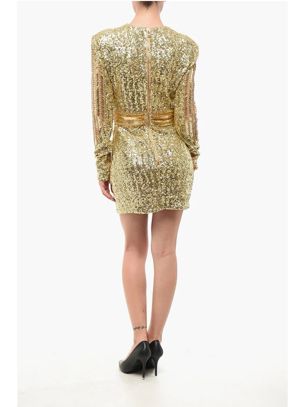 Balmain Gold Mini Dress - Image 2