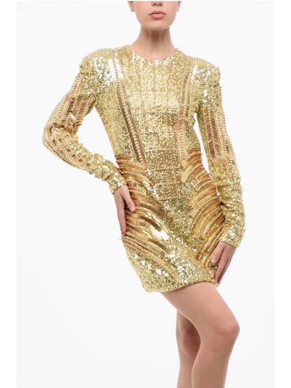 Balmain Gold Mini Dress - Image 4