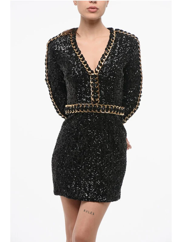 Balmain Black Mini Dress - Image 4