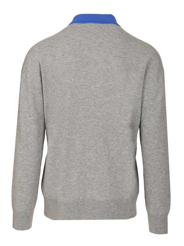Loewe Grey Wool Polo Cardigan - Image 3