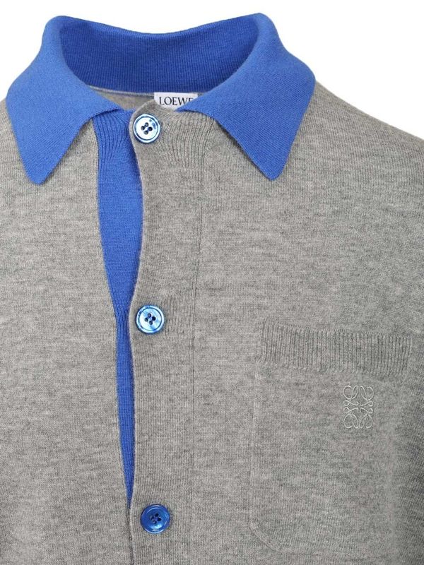 Loewe Grey Wool Polo Cardigan - Image 4