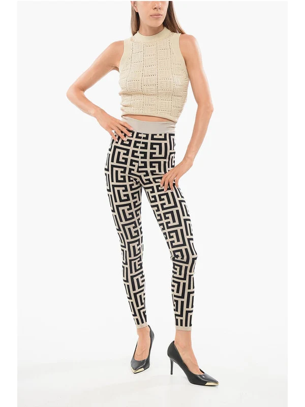 Balmain Black Beige Leggings - Image 4