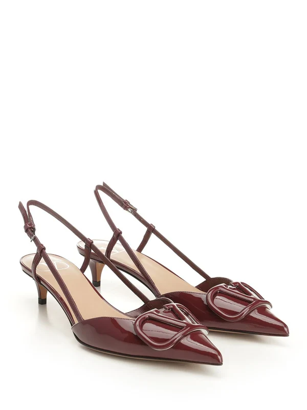 Valentino Burgundy Slingback Heels - Image 2