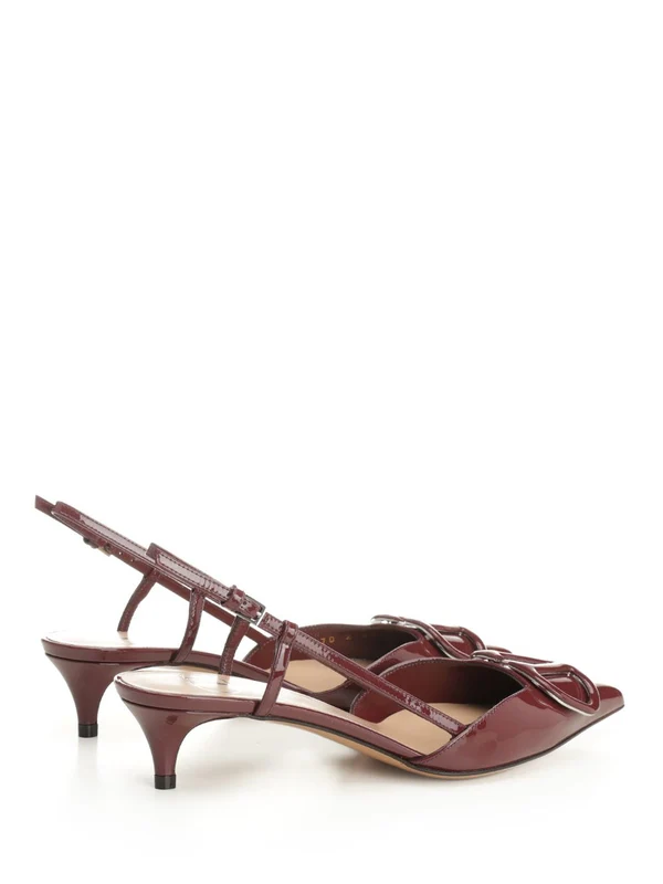 Valentino Burgundy Slingback Heels - Image 3