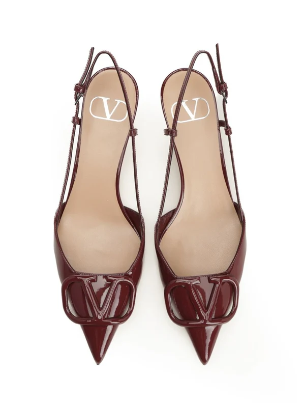 Valentino Burgundy Slingback Heels - Image 5