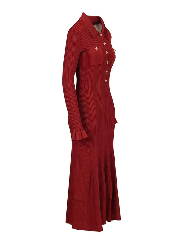 Self-Portrait Burgundy Midi Dress - Image 3