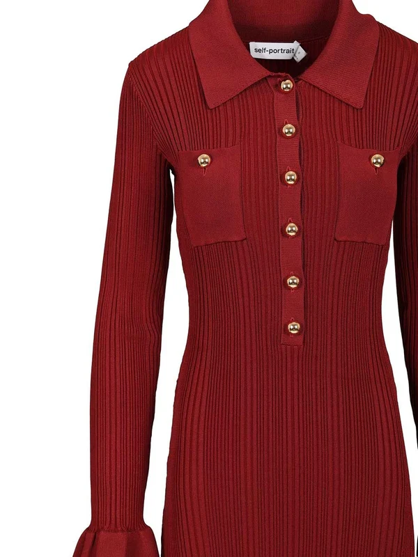 Self-Portrait Burgundy Midi Dress - Image 4