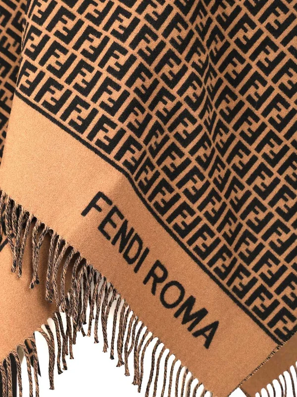 Fendi Brown Wool Mufflers - Image 4
