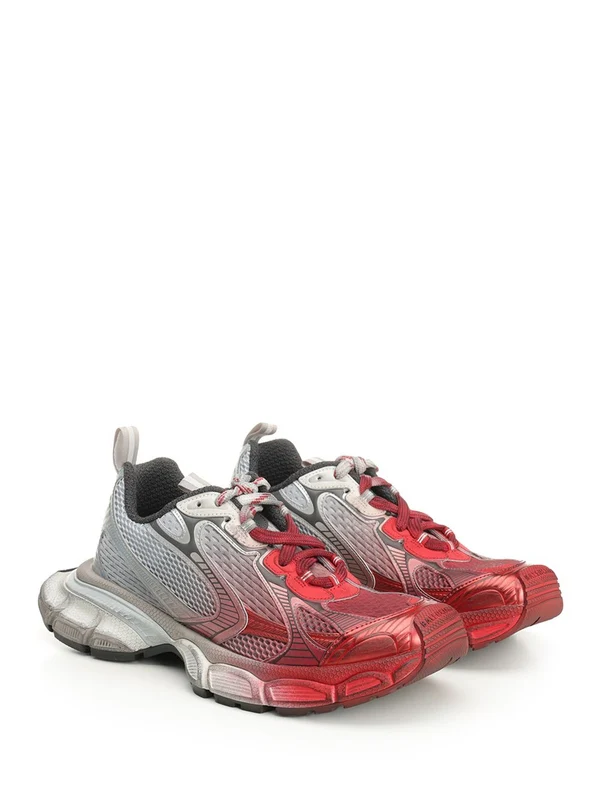 Balenciaga Grey Red Low Top Sneakers - Image 2