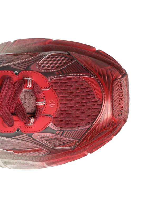 Balenciaga Grey Red Low Top Sneakers - Image 4