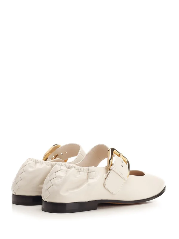 Bottega Veneta White Flat Shoes - Image 3