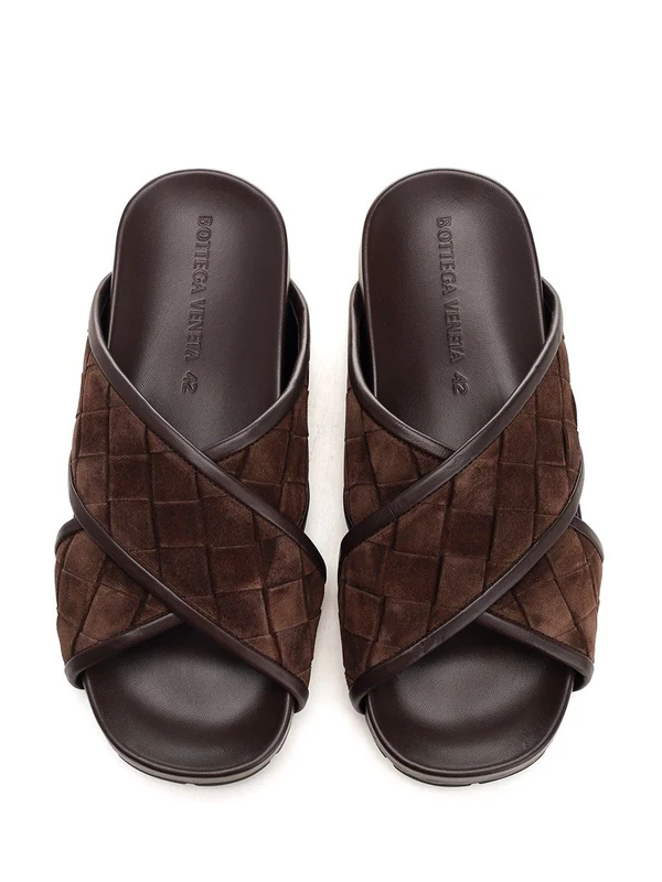 Bottega Veneta Brown Slides - Image 10