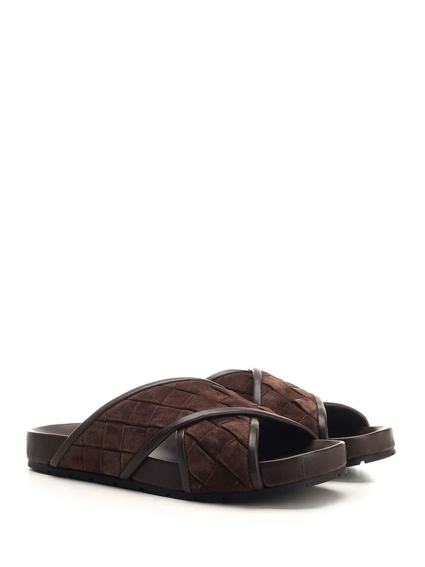 Bottega Veneta Brown Slides - Image 4